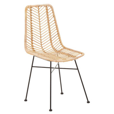 Orsina Manado Jawit Natural Rattan Accent Chair – Modern Iron Legs
