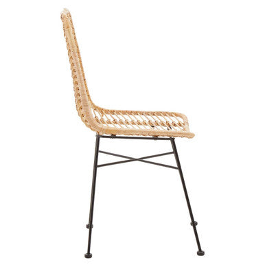 Orsina Manado Jawit Natural Rattan Accent Chair – Modern Iron Legs