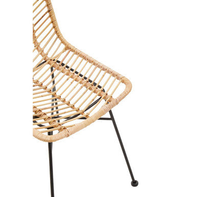 Orsina Manado Jawit Natural Rattan Accent Chair – Modern Iron Legs