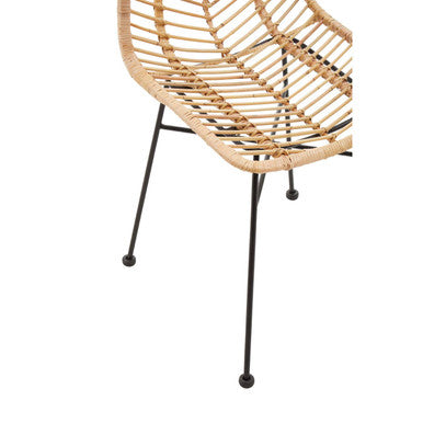 Orsina Manado Jawit Natural Rattan Accent Chair – Modern Iron Legs