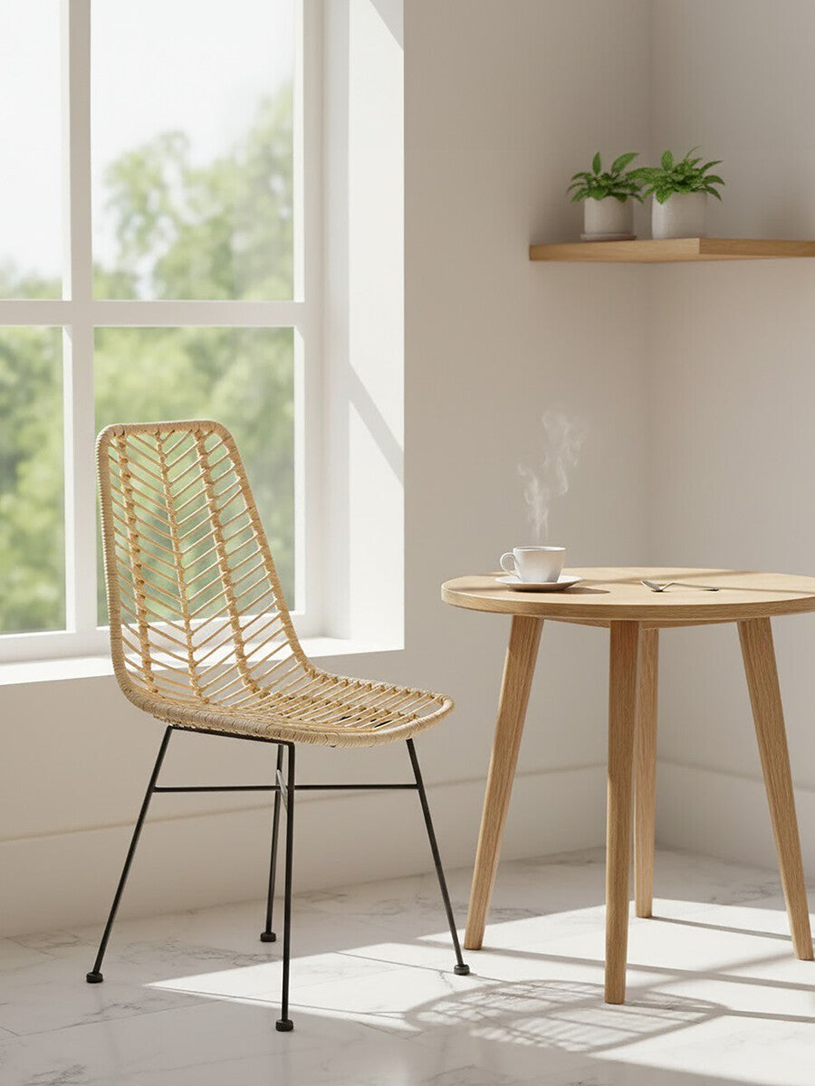 Orsina Manado Jawit Natural Rattan Accent Chair – Modern Iron Legs