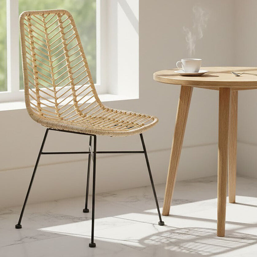 Orsina Manado Jawit Natural Rattan Accent Chair – Modern Iron Legs