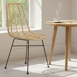 Orsina Manado Jawit Natural Rattan Accent Chair – Modern Iron Legs