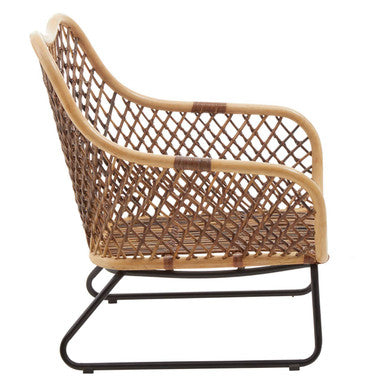 Orsina Manado Accent Chair – Black Iron Frame & Rattan Weave