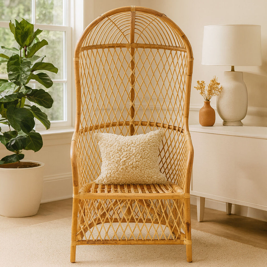 Orsina Manado High Back Natural Rattan Accent Chair – Handwoven Wood