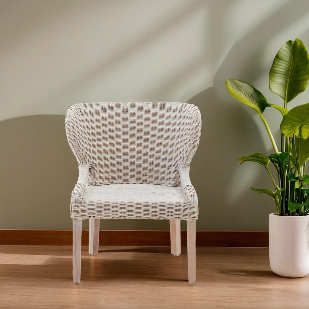 Orsina Manado Wicker Accent Chair – Handwoven Winged Back Mahogany
