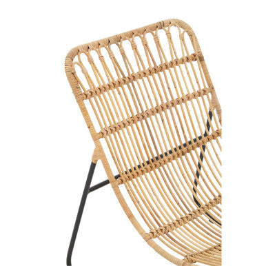 Orsina Manado Rattan Chair and Footstool Set | Black Iron Frame