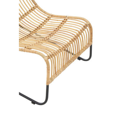 Orsina Manado Rattan Chair and Footstool Set | Black Iron Frame