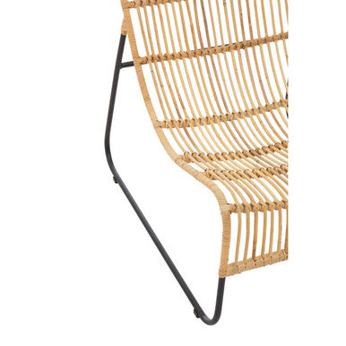 Orsina Manado Rattan Chair and Footstool Set | Black Iron Frame