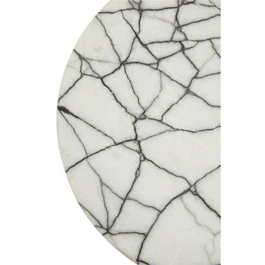 Orsina Marmara Marble Top Side Table | Round Black Iron Accent Table