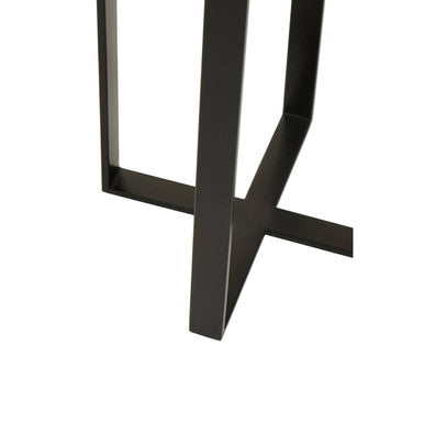 Orsina Marmara Marble Top Side Table | Round Black Iron Accent Table