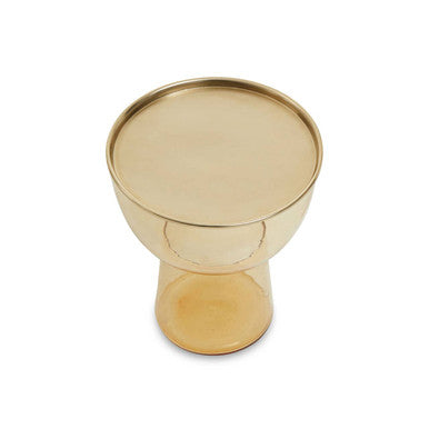 Orsina Martini Amber Glass Side Table – Retro Gold Metal Frame