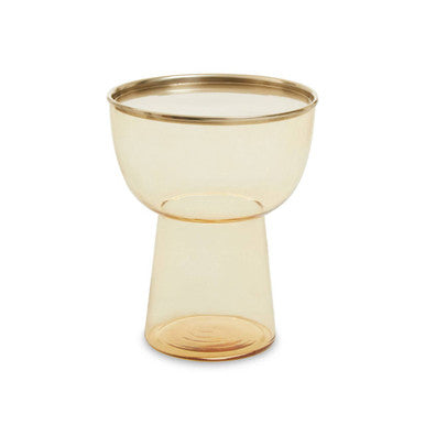 Orsina Martini Amber Glass Side Table – Retro Gold Metal Frame