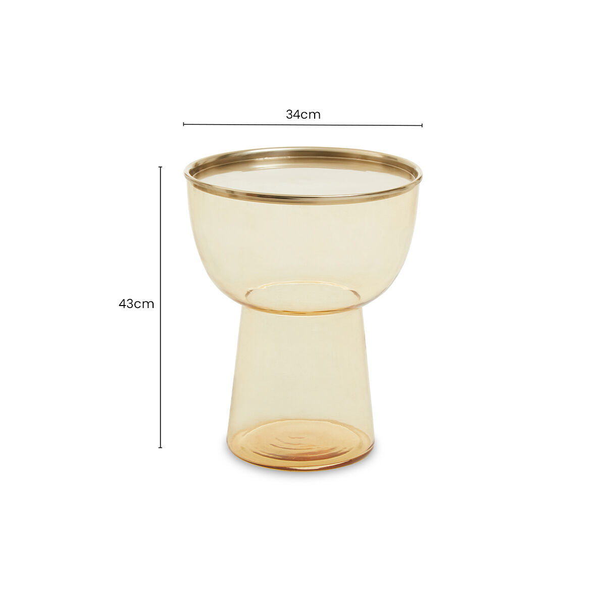 Orsina Martini Amber Glass Side Table – Retro Gold Metal Frame