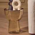 Orsina Martini Amber Glass Side Table – Retro Gold Metal Frame