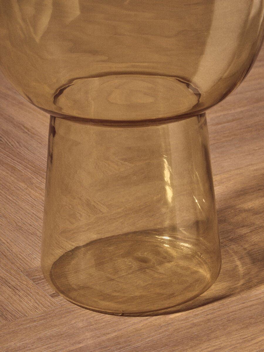 Orsina Martini Amber Glass Side Table – Retro Gold Metal Frame