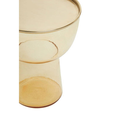 Orsina Martini Amber Glass Side Table – Retro Gold Metal Frame