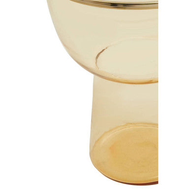 Orsina Martini Amber Glass Side Table – Retro Gold Metal Frame