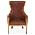 Orsina Kendari Wingback Chair – Brown Cow Leather and Teak Wood