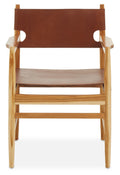 Orsina Kendari Brown Leather Accent Chair – Handcrafted Teak Frame