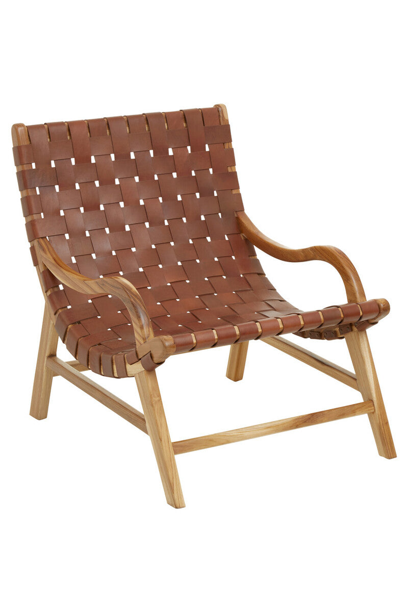 Orsina Kendari Brown Woven Leather Dining Chair – Modern Seating