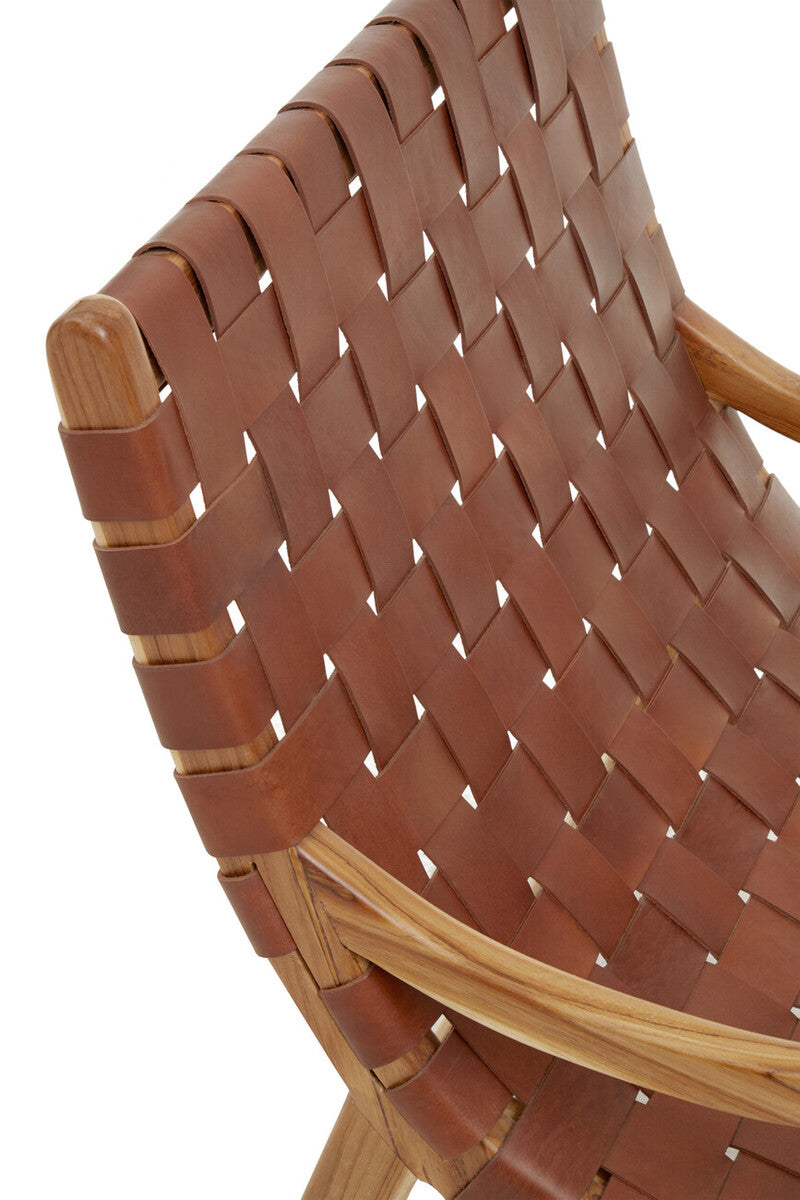 Orsina Kendari Brown Woven Leather Dining Chair – Modern Seating