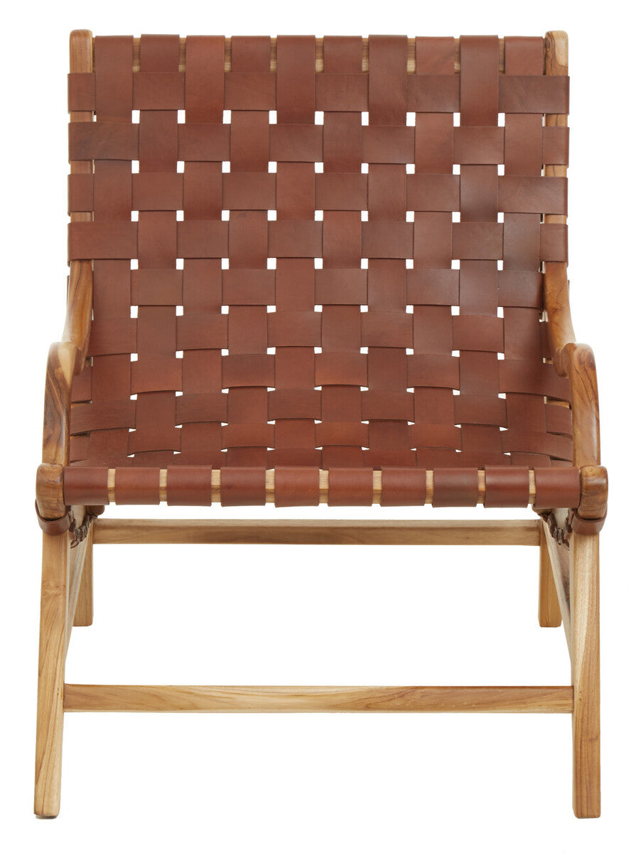 Orsina Kendari Brown Woven Leather Dining Chair – Modern Seating