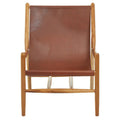 Orsina Kendari Antique Dark Brown Leather and Teak Sling Accent Chair