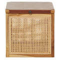 Orsina Kendari Teak and Rattan Storage Box Side Table with Leather Lid