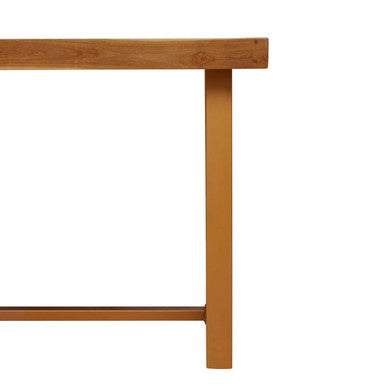 Orsina Kendari Teak Wood Dining Table | Herringbone Top & Gold Base