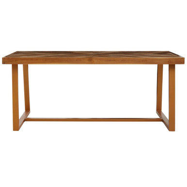 Orsina Kendari Teak Wood Dining Table | Herringbone Top & Gold Base