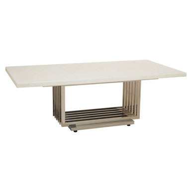 Orsina Moda White Faux Marble Coffee Table | Silver Stainless Steel