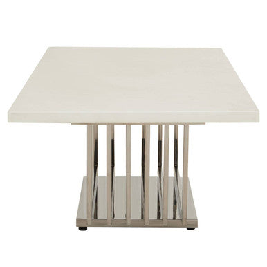 Orsina Moda White Faux Marble Coffee Table | Silver Stainless Steel