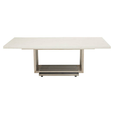 Orsina Moda White Faux Marble Coffee Table | Silver Stainless Steel