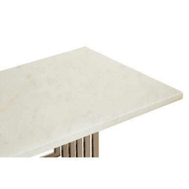Orsina Moda White Faux Marble Coffee Table | Silver Stainless Steel