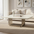 Orsina Moda White Faux Marble Coffee Table | Silver Stainless Steel