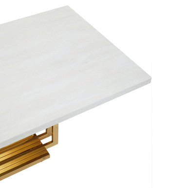 Orsina Moda Ivory Faux Marble Coffee Table with Geometric Gold Frame