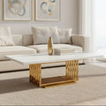 Orsina Moda Ivory Faux Marble Coffee Table with Geometric Gold Frame