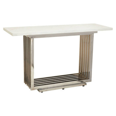 Orsina Moda White Faux Marble Console Table with Silver Steel Base