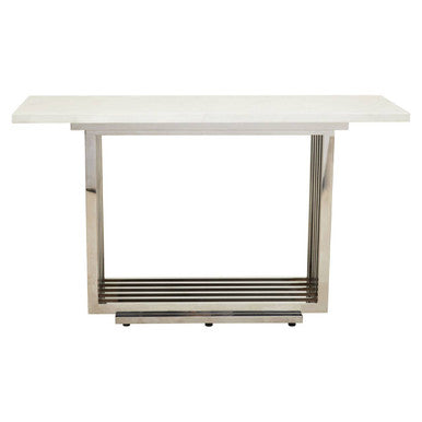 Orsina Moda White Faux Marble Console Table with Silver Steel Base