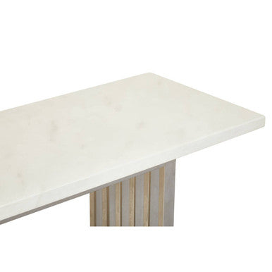 Orsina Moda White Faux Marble Console Table with Silver Steel Base