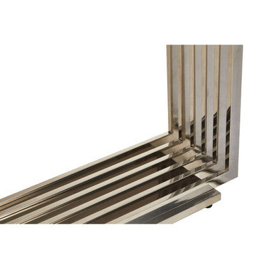 Orsina Moda White Faux Marble Console Table with Silver Steel Base