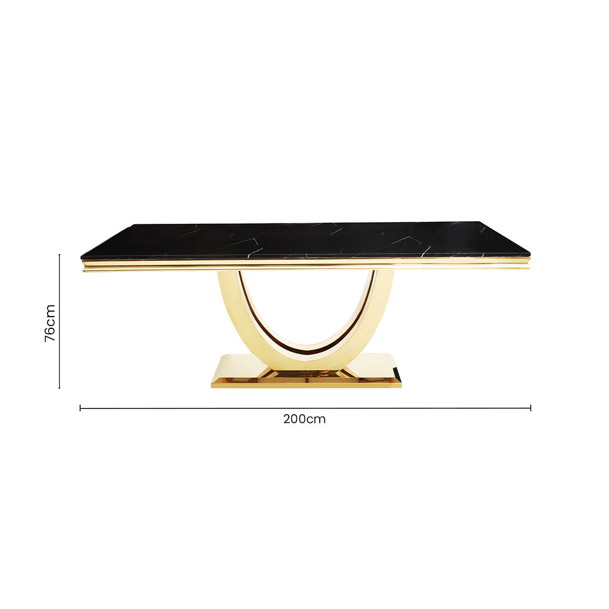 Orsina Moda Black Faux Marble Dining Table – Brushed Gold Base