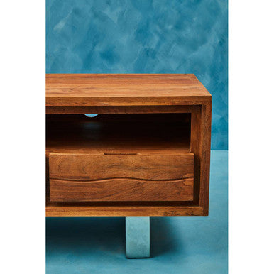 Orsina Simla Acacia Wood Media Unit | 3-Drawer TV Console with Storage