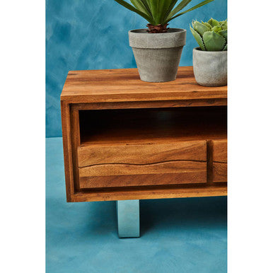 Orsina Simla Acacia Wood Media Unit | 3-Drawer TV Console with Storage