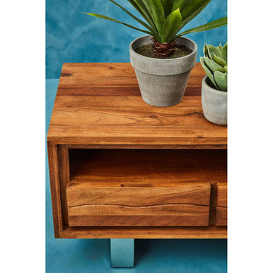 Orsina Simla Acacia Wood Media Unit | 3-Drawer TV Console with Storage