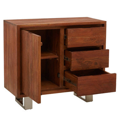 Orsina Simla Acacia Wood Sideboard | 1 Door 3 Drawer Storage Cabinet