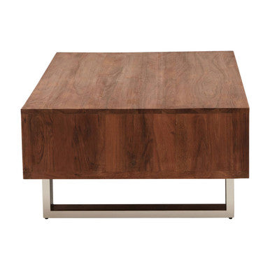 Orsina Simla Acacia Wood Coffee Table – Brown 1-Drawer Storage Table