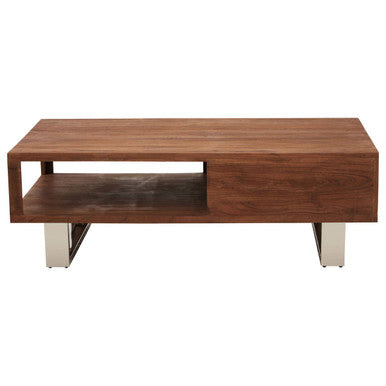 Orsina Simla Acacia Wood Coffee Table – Brown 1-Drawer Storage Table