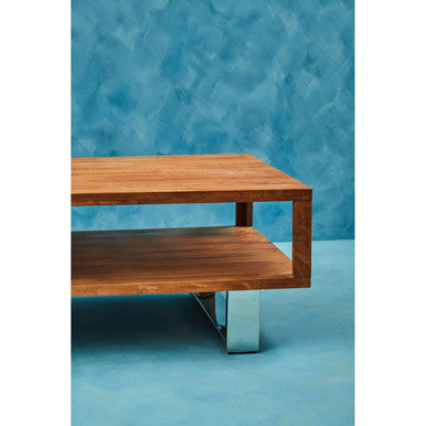 Orsina Simla Acacia Wood Coffee Table – Brown 1-Drawer Storage Table